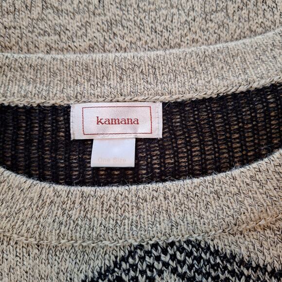 Kamana Aztec Design Fringed Sleeved Poncho One Size - Picture 6 of 8